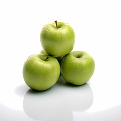 Fresh Green Apples Group On White Background Illustration