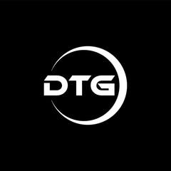 DTG letter logo design with black background in illustrator, cube logo, vector logo, modern alphabet font overlap style. calligraphy designs for logo, Poster, Invitation, etc.