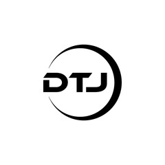 DTJ letter logo design with white background in illustrator, cube logo, vector logo, modern alphabet font overlap style. calligraphy designs for logo, Poster, Invitation, etc.