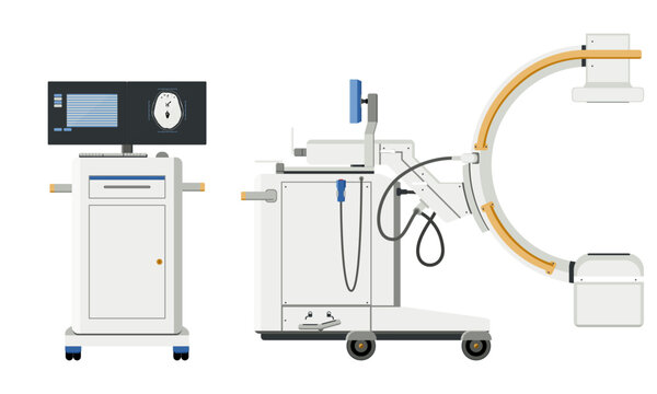 Medical equipment Radiographic, fluoroscopic units, mobile (c-arm) x-ray machine High-quality diagnostics for surgery orthopedics, laparoscopy, cardiology, ER and panic clinic. Flat design
