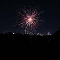 Philadelphia 4th of July firework. view from Fairmount Park.