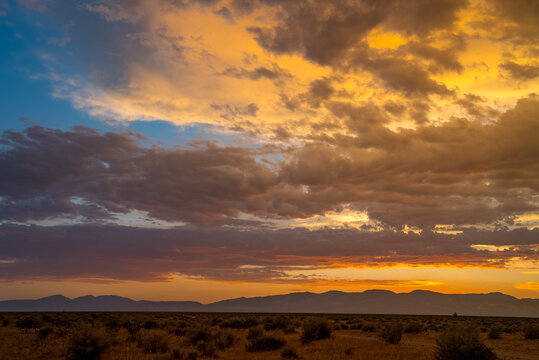 Silhouette Serenade: Sunset's Embrace on the Mojave Desert