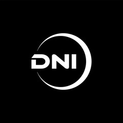 DNI letter logo design with black background in illustrator, cube logo, vector logo, modern alphabet font overlap style. calligraphy designs for logo, Poster, Invitation, etc.