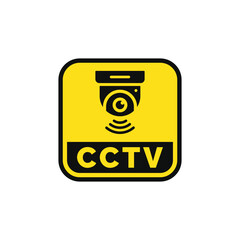Warning CCTV surveillance sticker icon isolated on white background