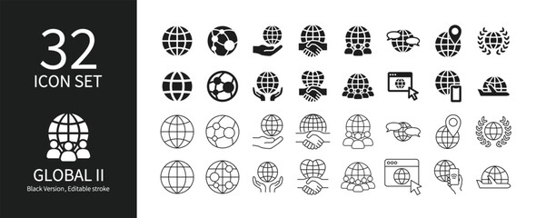 Icon set related to global and world