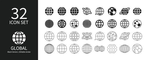 Icon set related to global and world