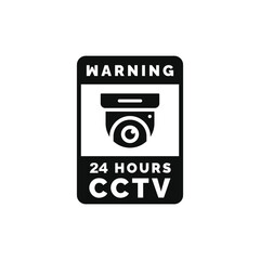 Warning CCTV surveillance sticker icon isolated on white background