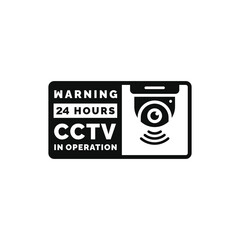 Warning CCTV surveillance sticker icon isolated on white background