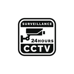 Warning CCTV surveillance sticker icon isolated on white background