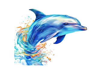 Dolphin is isolated on a white background. Mammal marine animal. Generative AI
