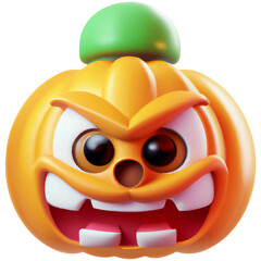 angry scary Halloween pumpkin transparent background