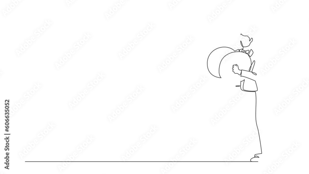 Poster self drawing animation of single line draw musician playing cymbals. performer playing music with pe