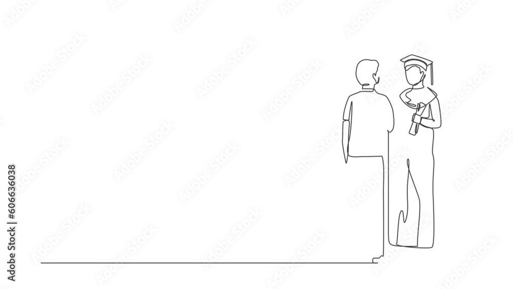 Aufkleber self drawing animation of single line draw businessman standing in front of mirror looking reflectio