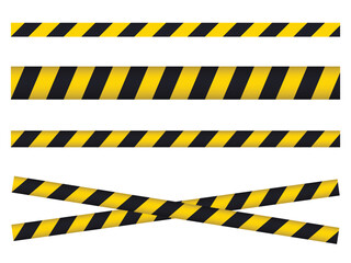 warning tape. Yellow with black police line and danger tapes