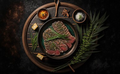 Fototapeta na wymiar Grilled to Perfection: Yakiniku - Japanese Barbecue Delights - Gen Ai