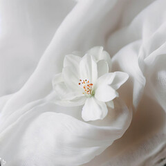 a white blossom wrapped in white fabric