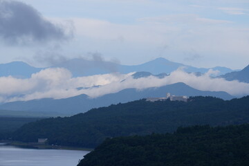 山中湖パノラマ台から望む富士吉田方面の山々1