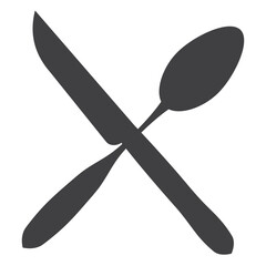 big spoon and fork kitchen vector logo clip art design icon black and white flat kitchen cross set