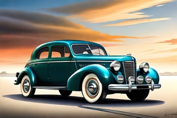 Fototapeta na wymiar Colorful Classic Style Vintage Car
