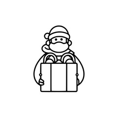 Santa Claus holding Christmas presents vector illustration isolated on transparent background