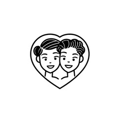 Little brothers in heart vector illustration isolated on transparent background