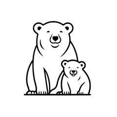 Polar bears vector illustration isolated on transparent background