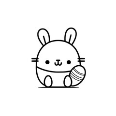 Bunny with Easter egg vector illustration isolated on transparent background