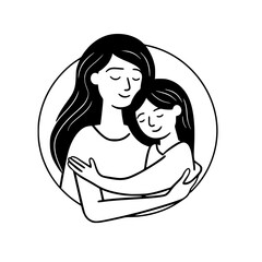 Mother and daughter vector illustration isolated on transparent background