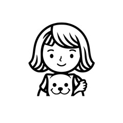 Girl holding puppy vector illustration isolated on transparent background