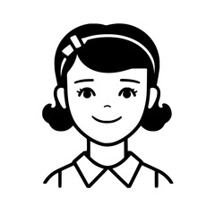 Girl portrait vector illustration isolated on transparent background