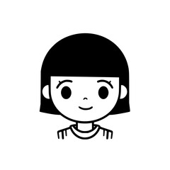 Girl portrait vector illustration isolated on transparent background