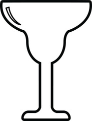Digital png illustration of black outline of wine glass on transparent background