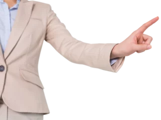Photo sur Aluminium Lieux asiatiques Digital png photo of mid section of asian businesswoman pointing finger on transparent background