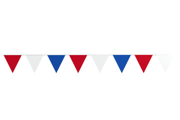 Digital png illustration of red, blue and white bunting pattern on transparent background