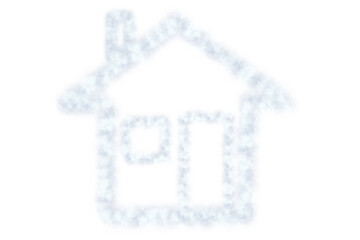 Digital png illustration of house with clouds on transparent background