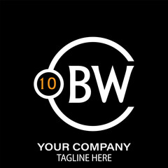 Bw Letter Logo design. black background. Bw Letter Logo Circular Concept. Logo circle modern abstract.