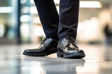 Man Wearing Black Shoes