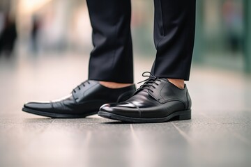 Man Wearing Black Shoes