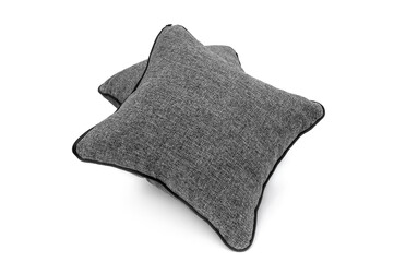 Two grey pillows on a white background. - 606648430