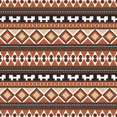 Vector Illustration Seamless Ethnic Ornament Simple Geometric Pattern Design Textile Fabric Background