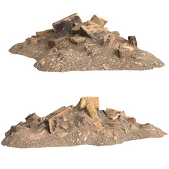 3d illustration of old rubble isolated on transparent background