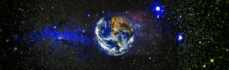 High quality space background. Earth and galaxy. Elements of this image furnished by NASA.