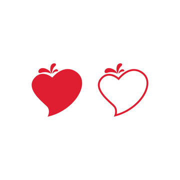 Love heart design icon silhouette and line