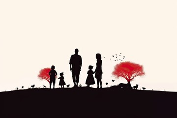 Fototapeta na wymiar silhouette of a loving family, generative ai