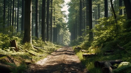 Trail in the thick of the forest, generative ai