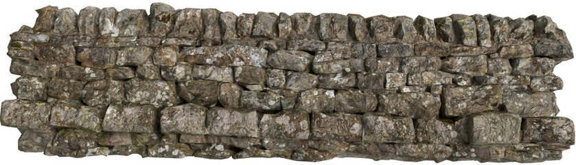 3d illustration of moss covered stonewall isolated on transparent background