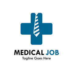 Medical job design logo template illustration. there are cross medical with tie. suitable for healthy