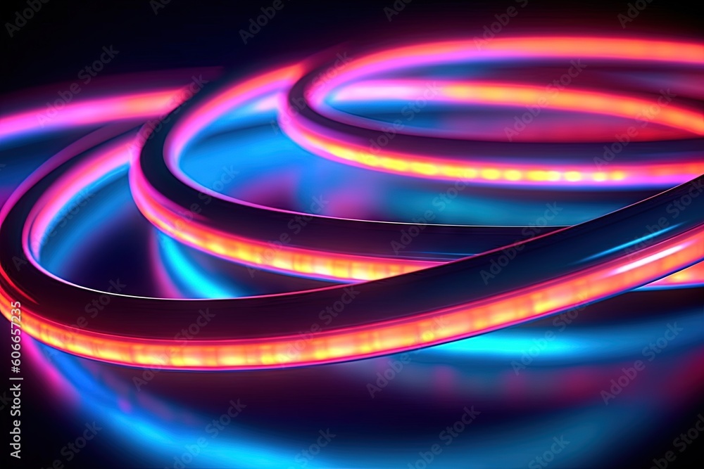 Poster a close up of a neon light on a black background with a black background and a black background with