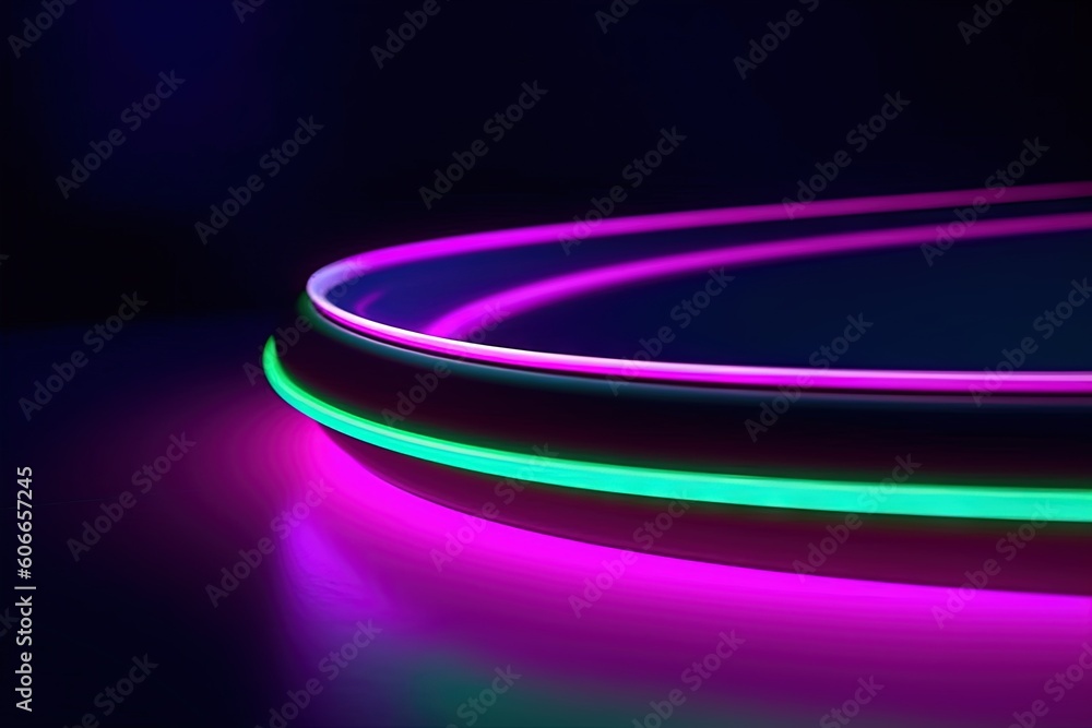 Poster a neon lit object on a dark surface with a black background and a black background with a green and 