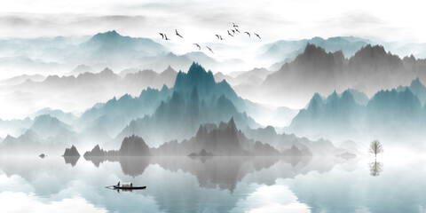 mountains and clouds